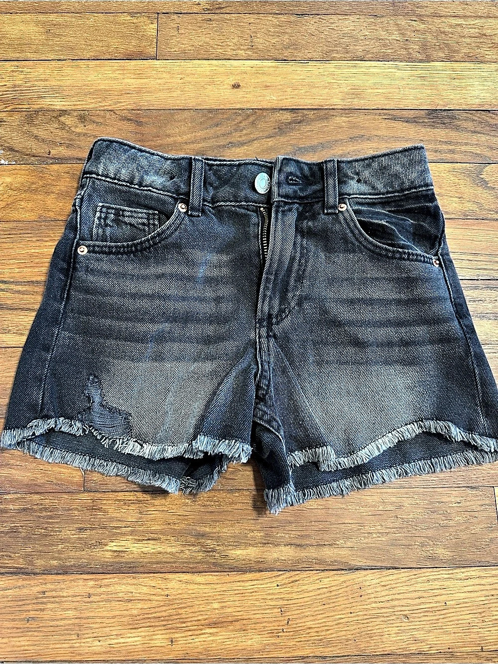 H&M Black Distressed Denim Shorts